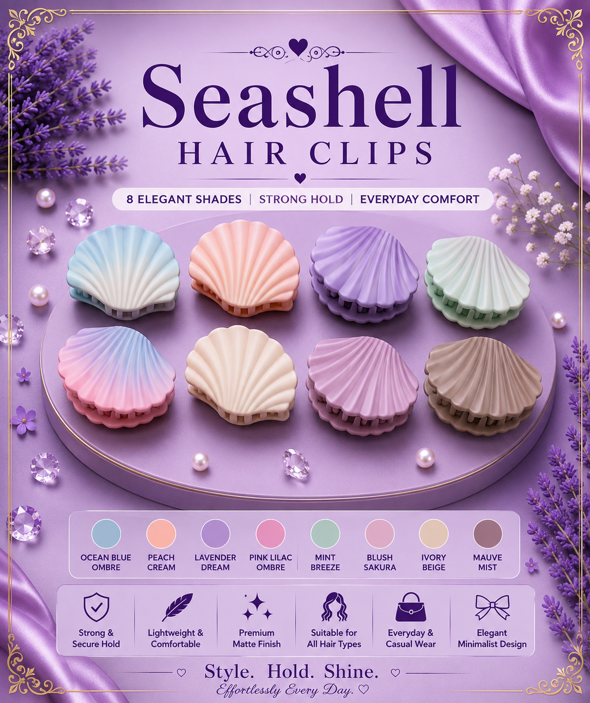Seashell Hair Clips